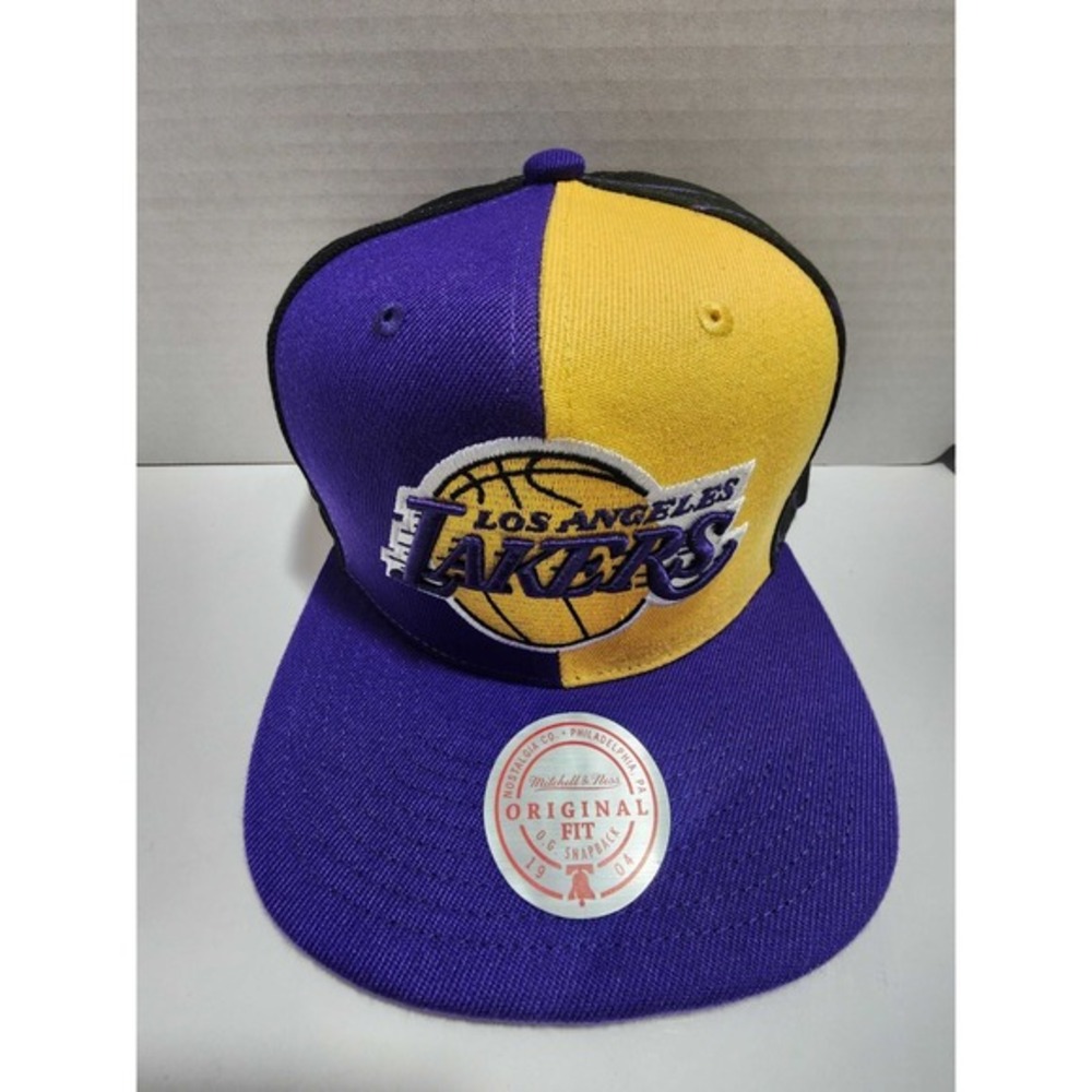Mitchell & Ness Los Angeles Lakers Pinwheel 75th Anniversary Snapback Hat‎ NEW